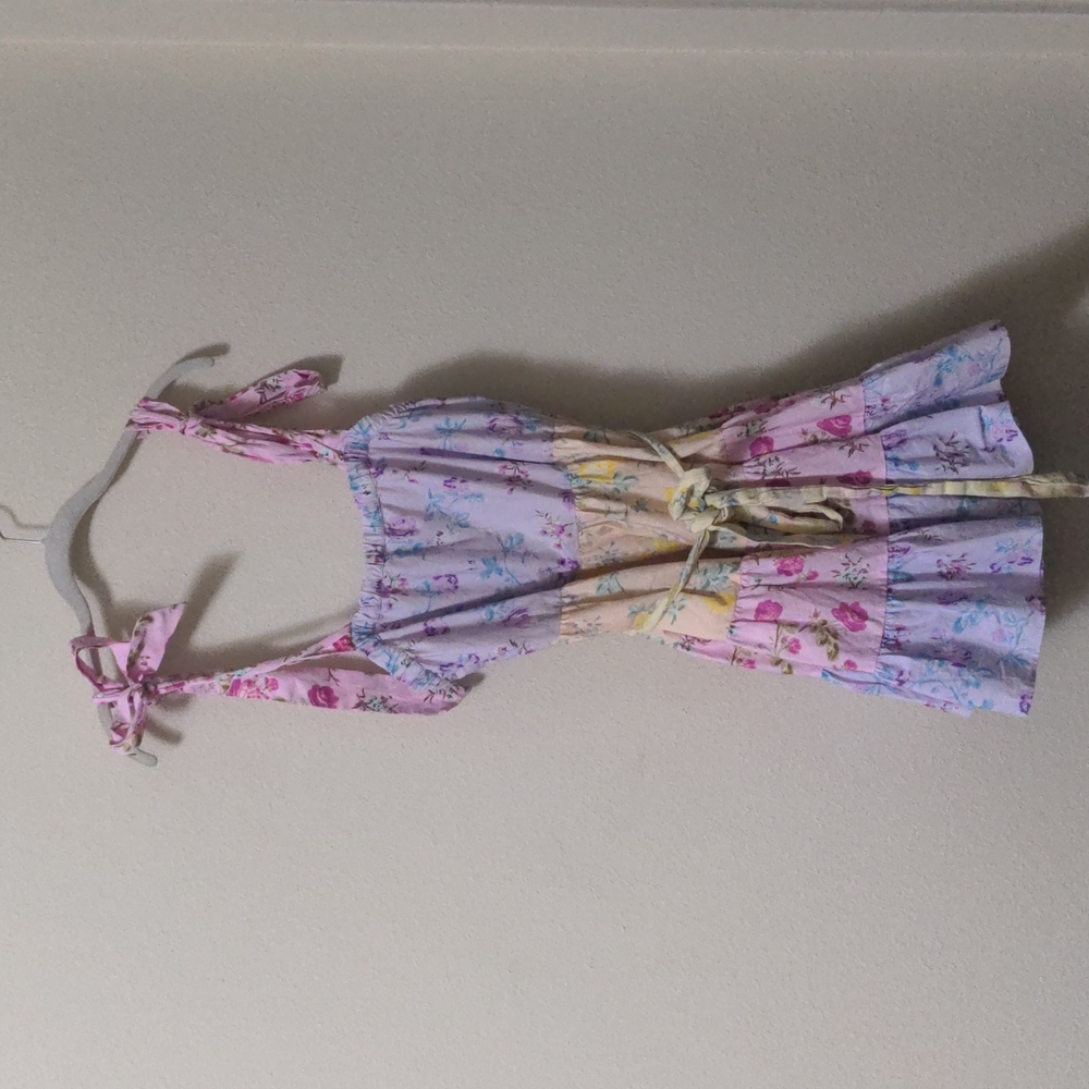 LoveShackFancy Floral Mini Dress - Pink and Purple